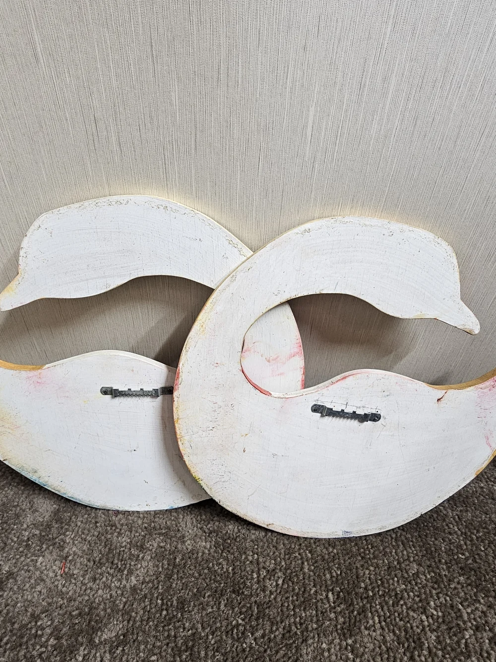 Vintage Hand Painted Wood Ducks Set 2 Folk Art Wall Decor Cottagecore